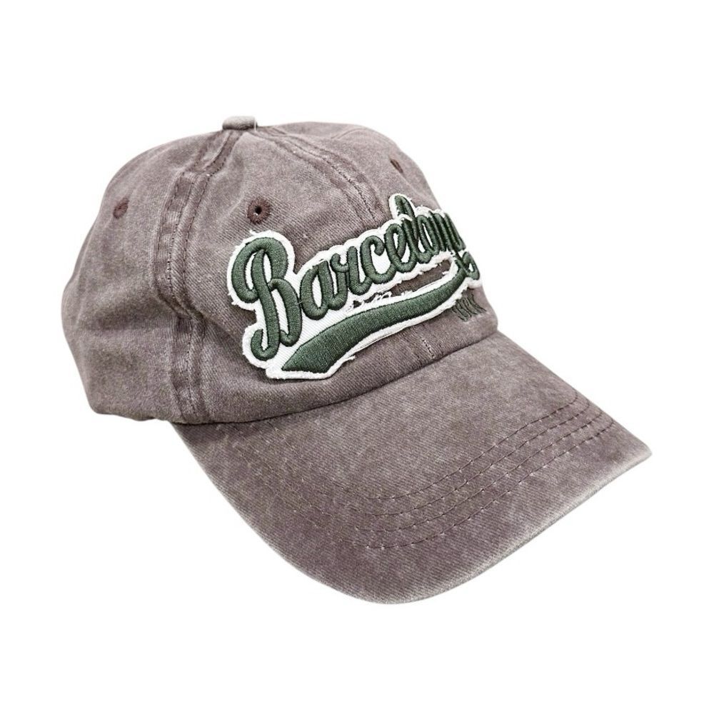 NWT Brown Acid-Wash Baseball Cap with ‘Barcelona’ embroidered lettering